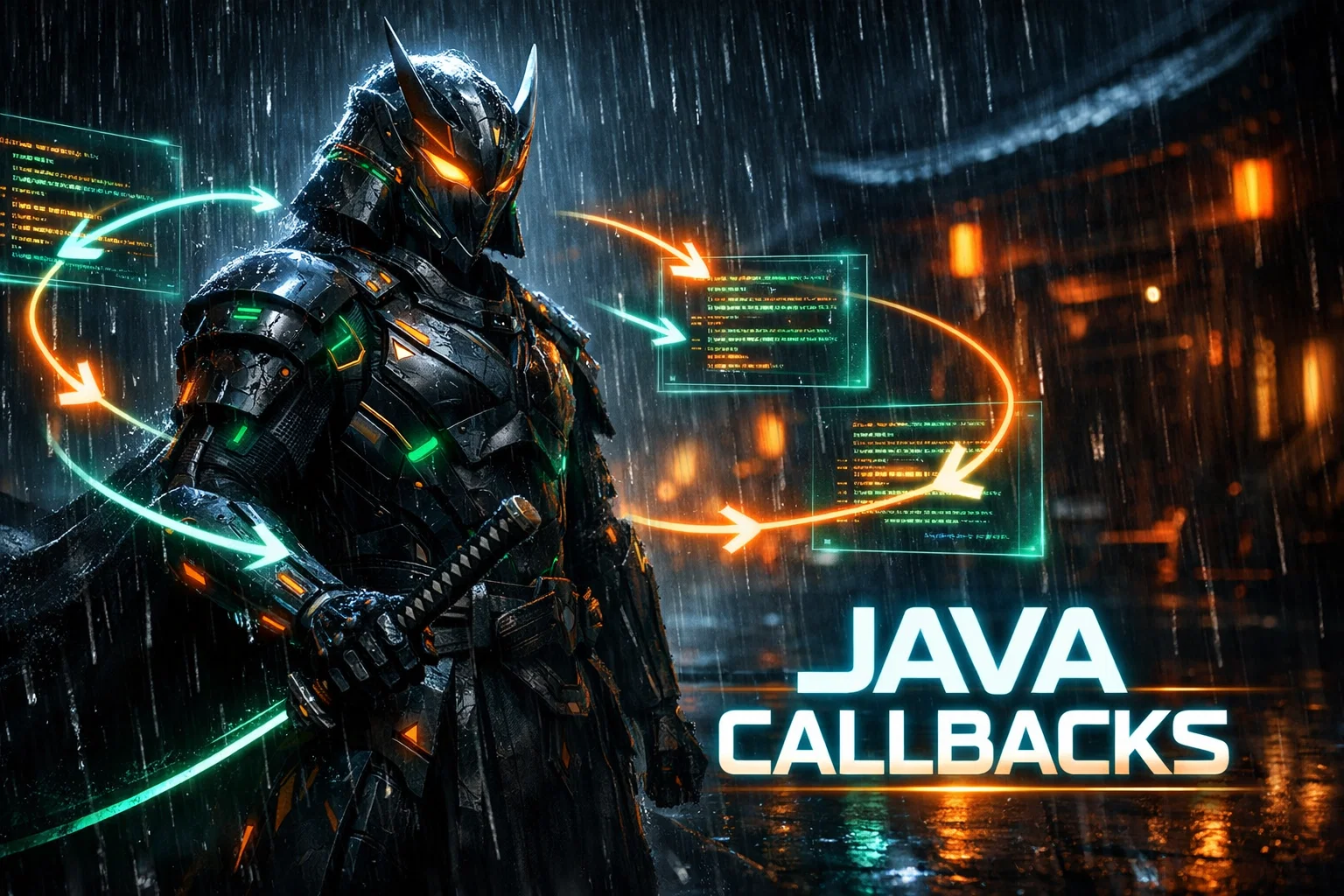 Cyber Samurai in Rain