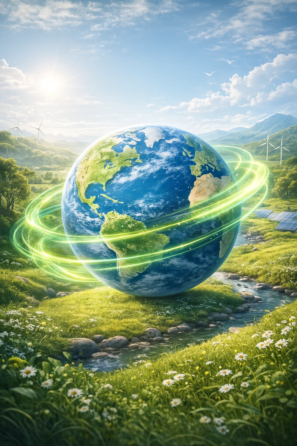 Globe with Green Energy