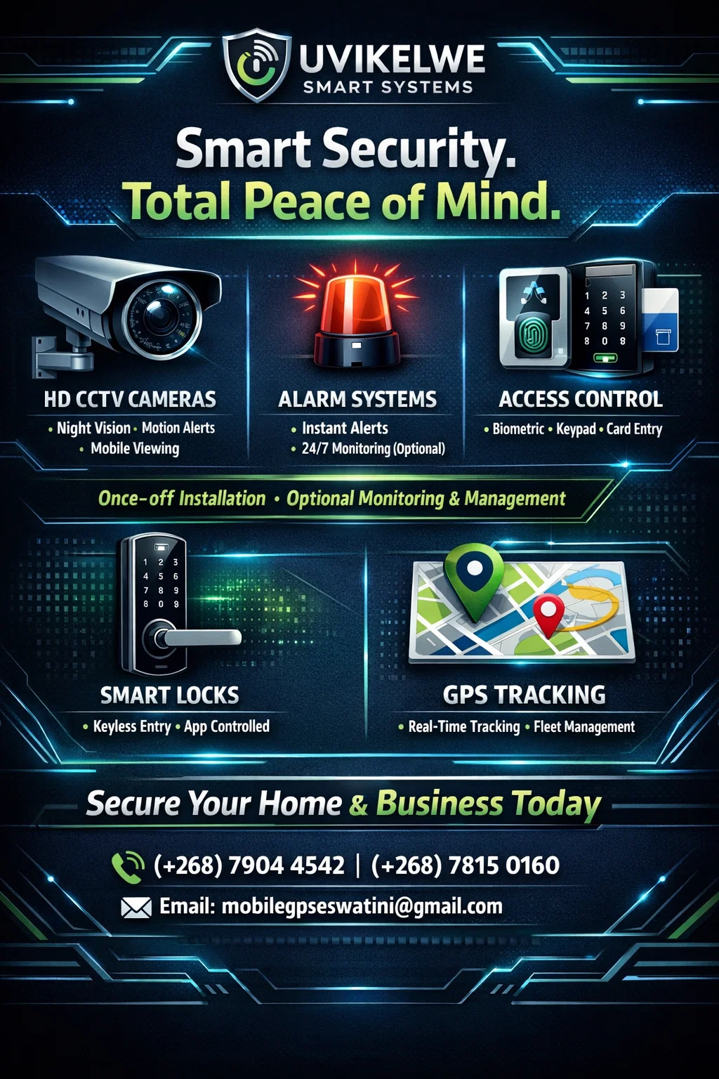 Create a modern, high-impact smart security flyer/poster