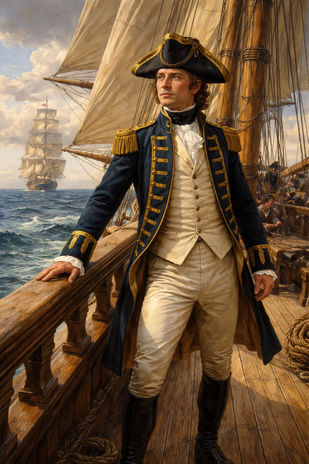 I would like an image of a captain at sea in the Royal navy