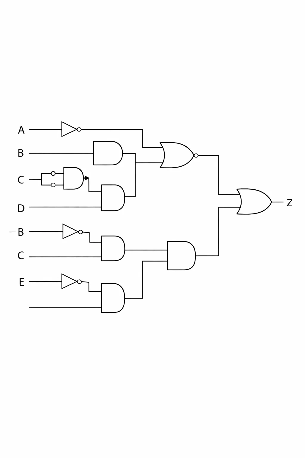 Draw a clean digital logic circuit diagram using standard