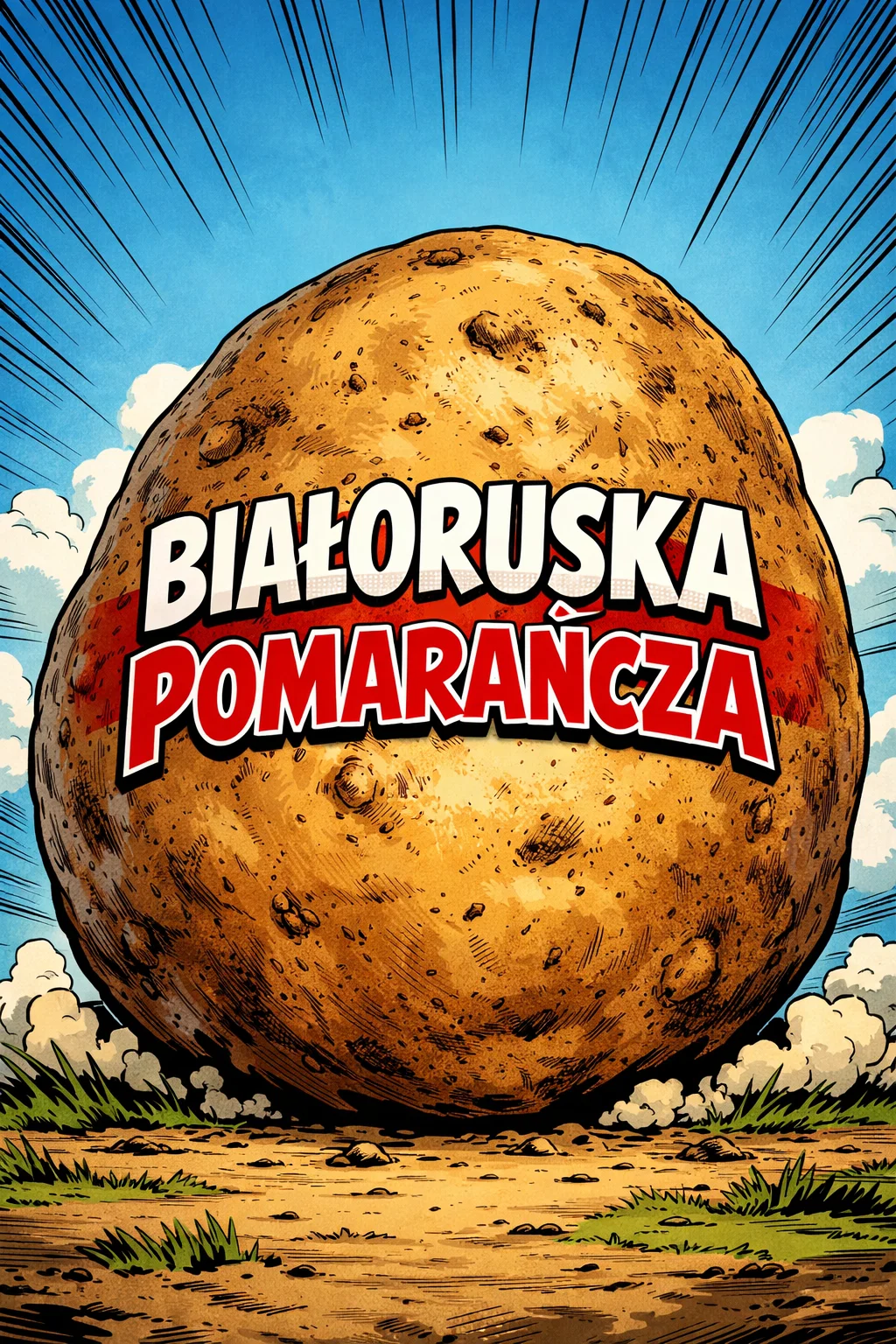 Obraz wielkiego ziemniaka z napisem 'Białoruska