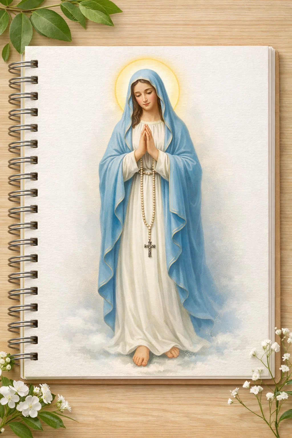 Virgin Mary, Madonna del Rosario, full body standing