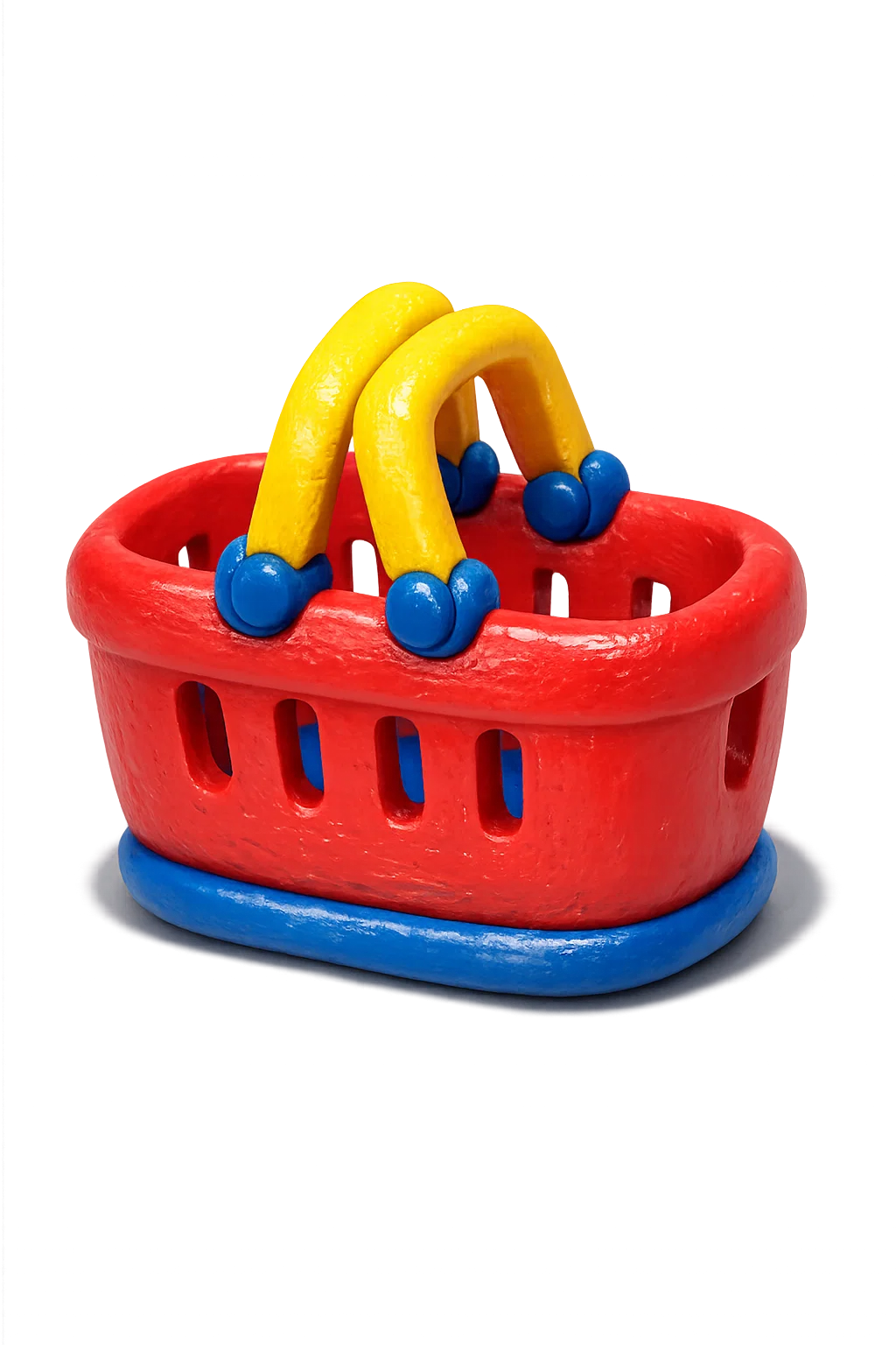A single cohesive toy object of a supermarket basket