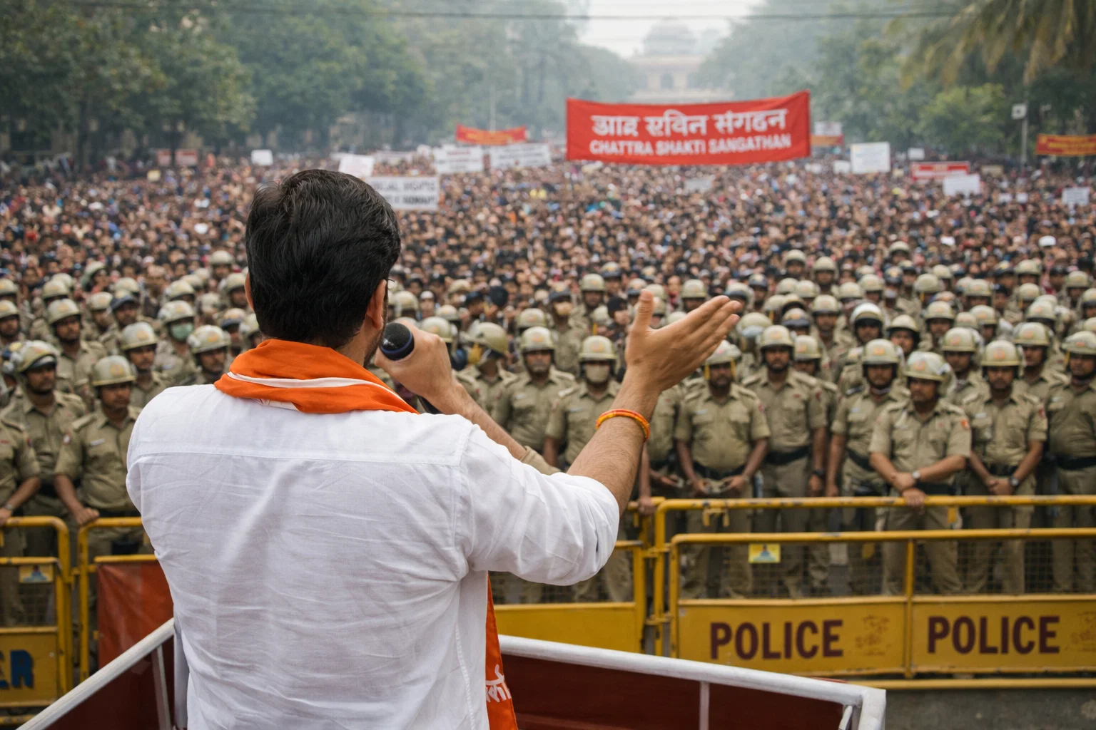 Make it a public speech actually, with police officers