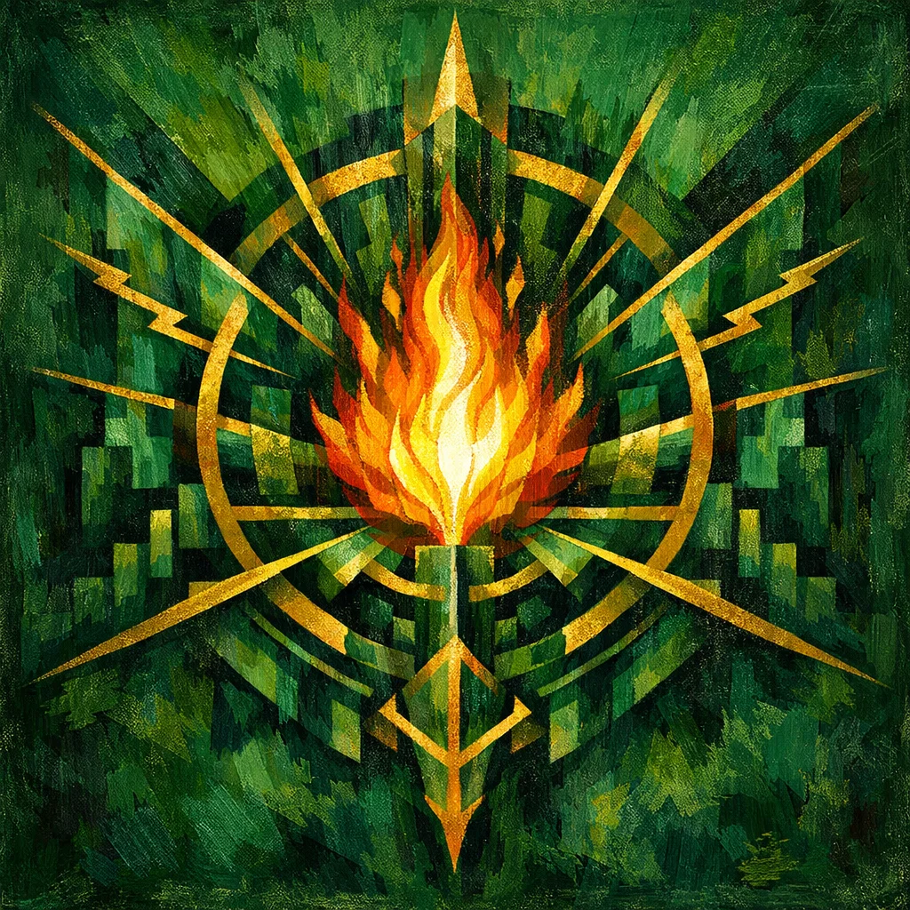 Create a symbolic acrylic-style painting inspired by Greek