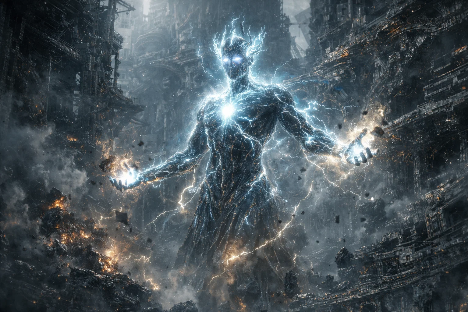 La scène se déroule dans un univers contrasté, basé sur la