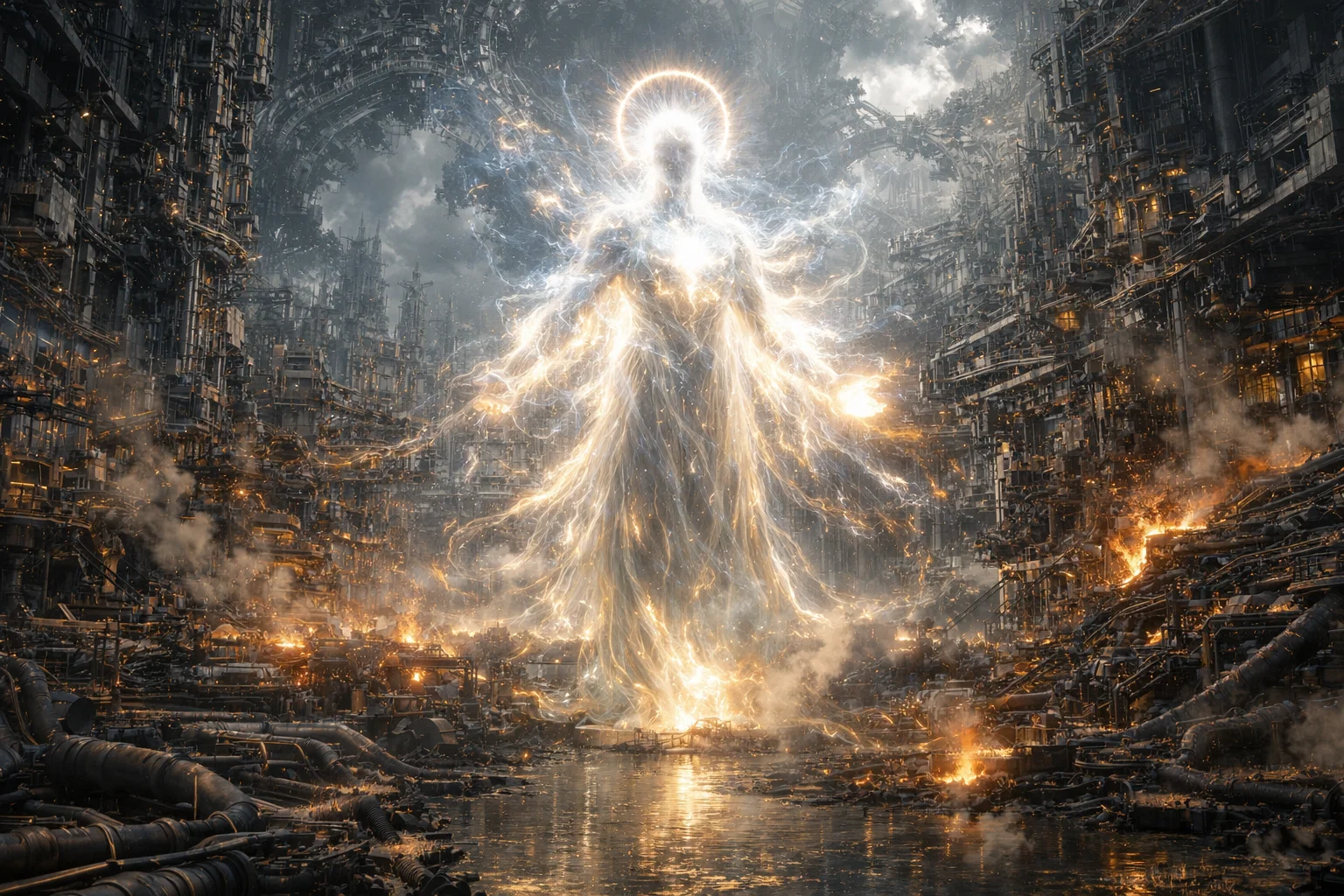 La scène se déroule dans un univers contrasté, basé sur la