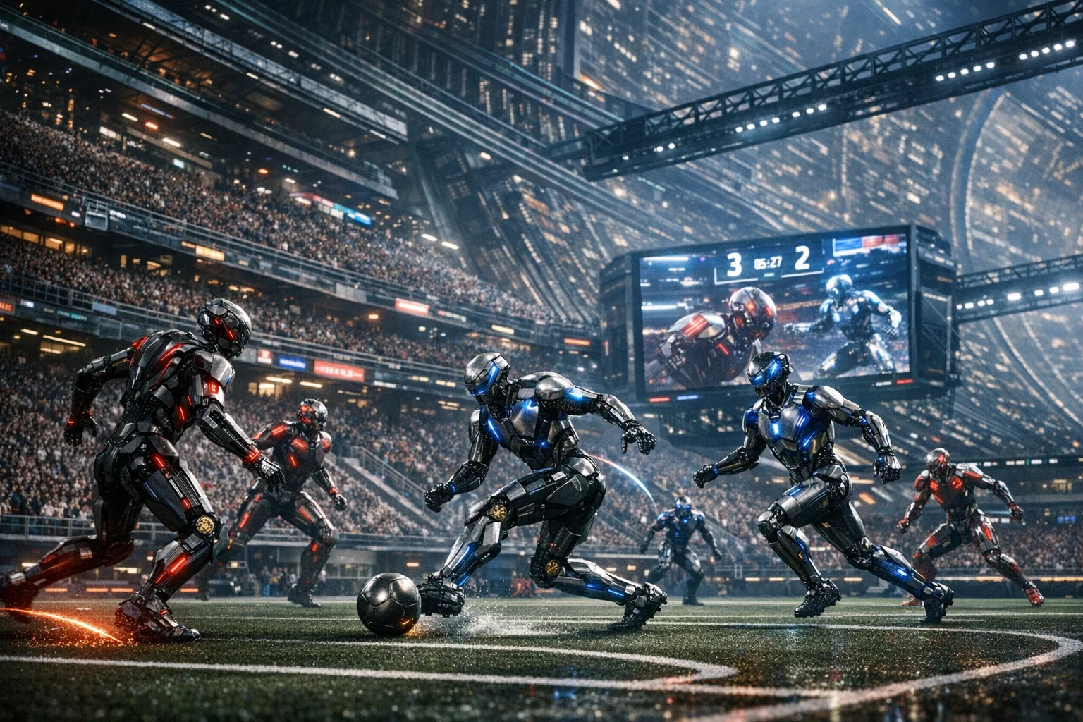Ultra-realistic cinematic scene set inside a colossal space