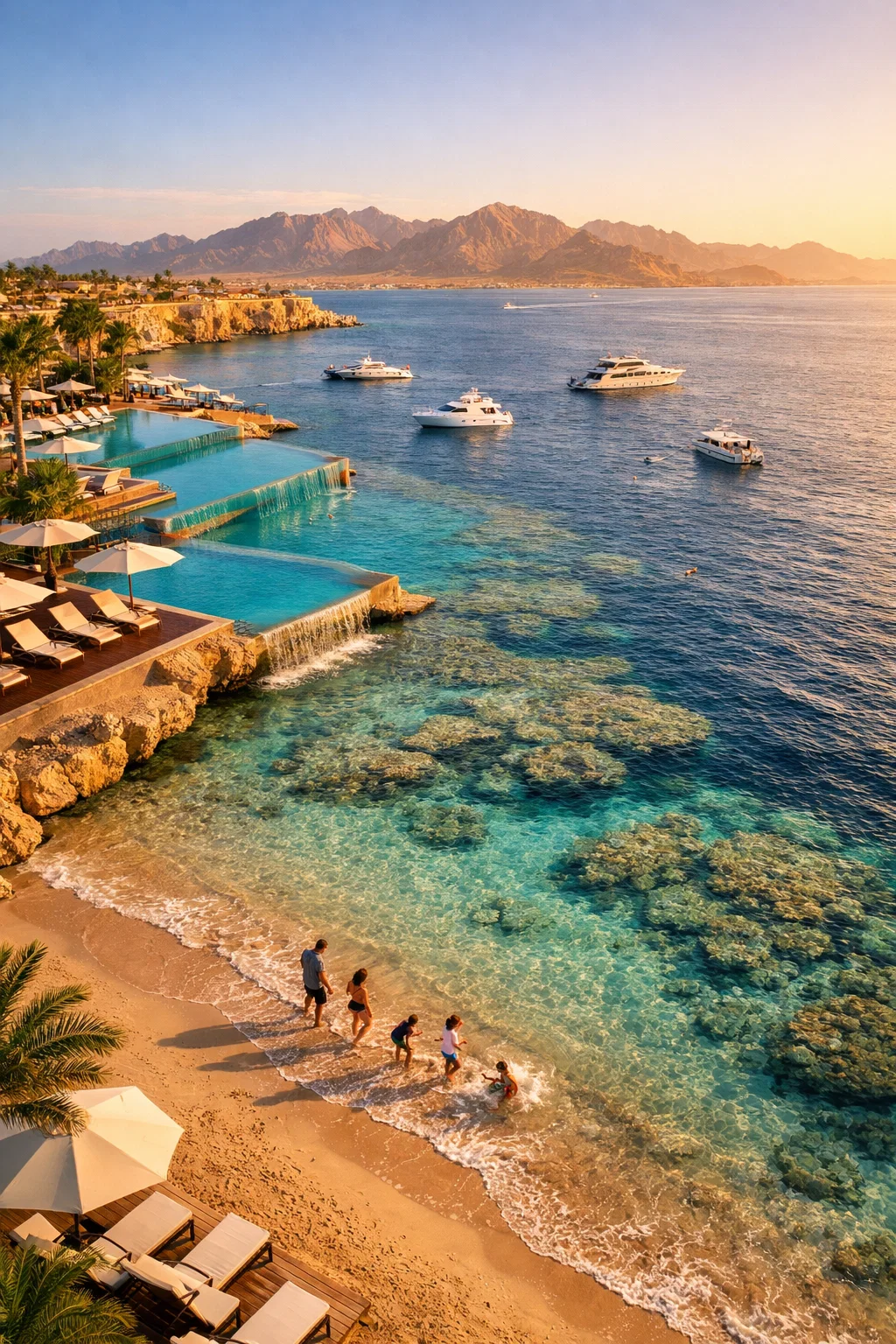 A vertical aerial drone shot in Sharm El Sheikh, Egypt