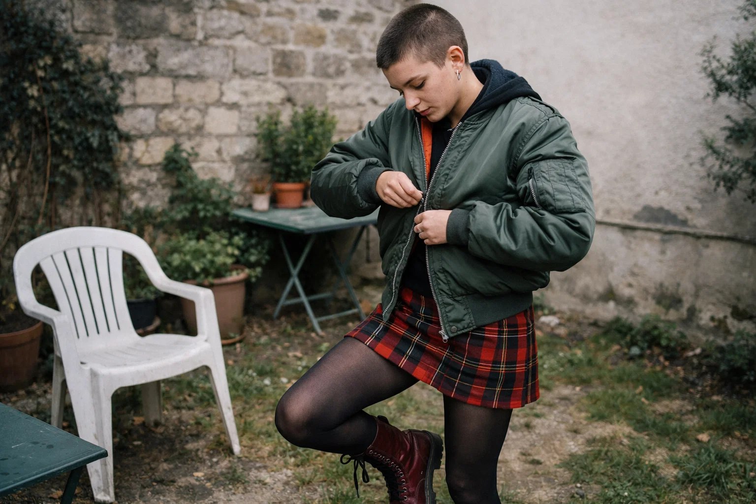 Dans les années 1990, une jeune skinhead française sort