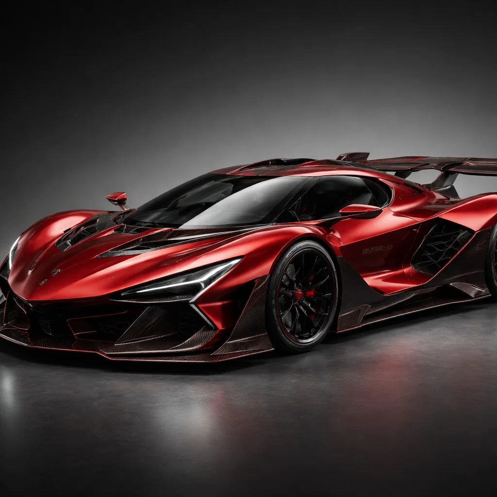 MOHANAD futuristic concept hypercar in metallic red