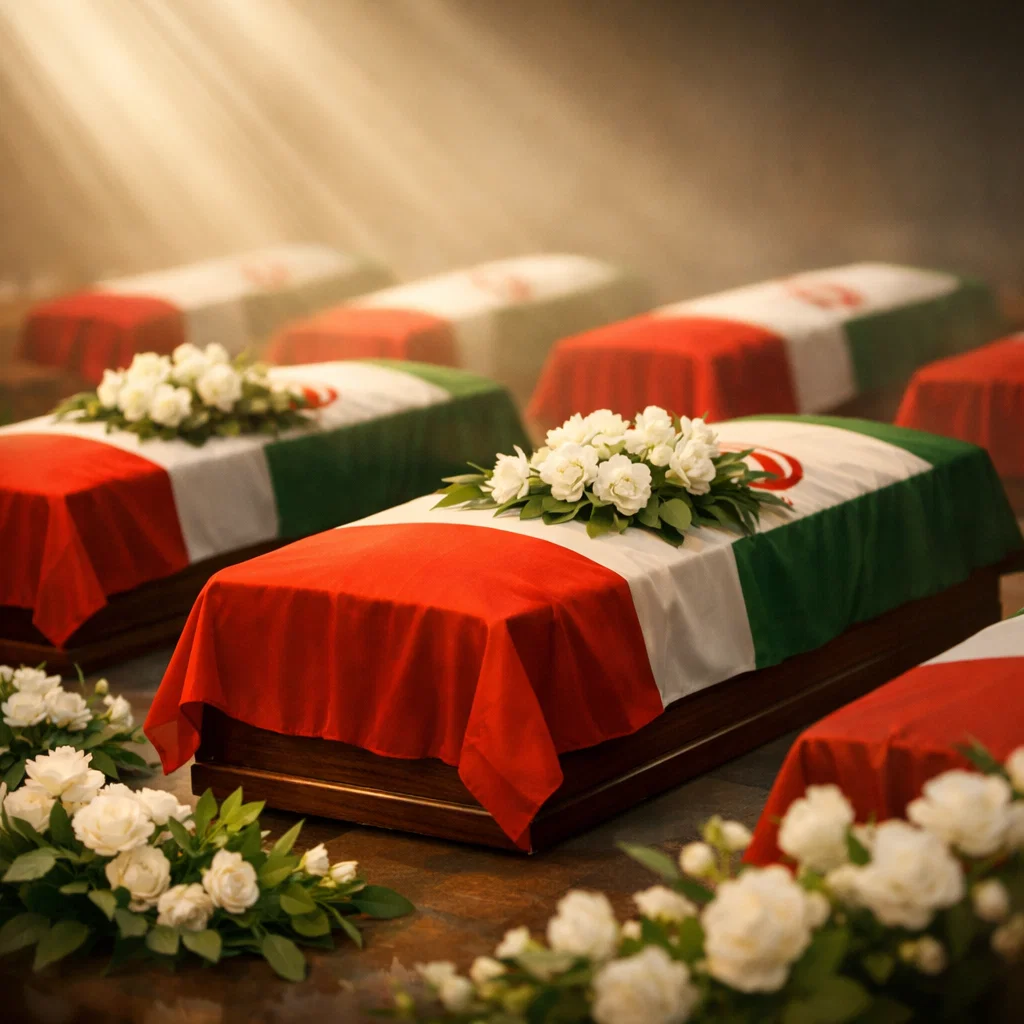 A respectful, solemn poster honoring fallen martyrs