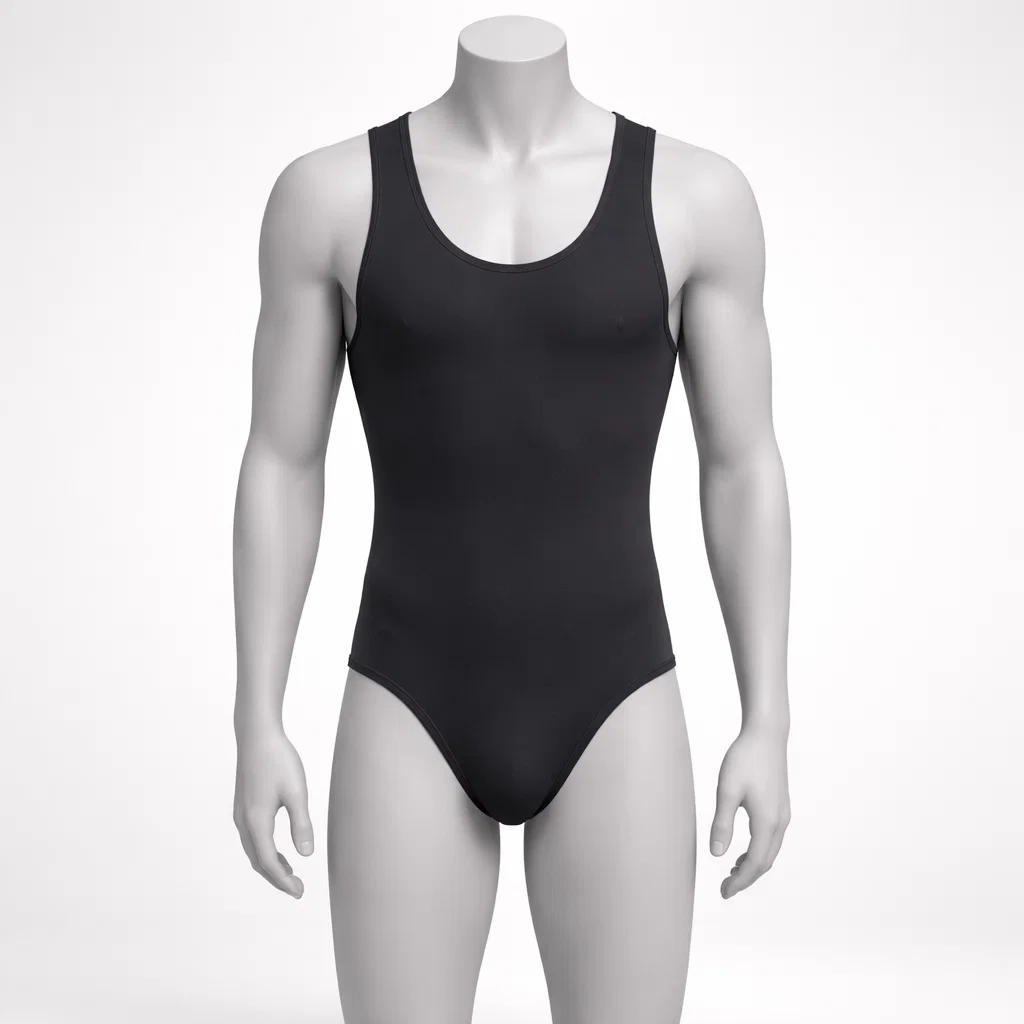 Front view of a male underwear bodysuit designed for men