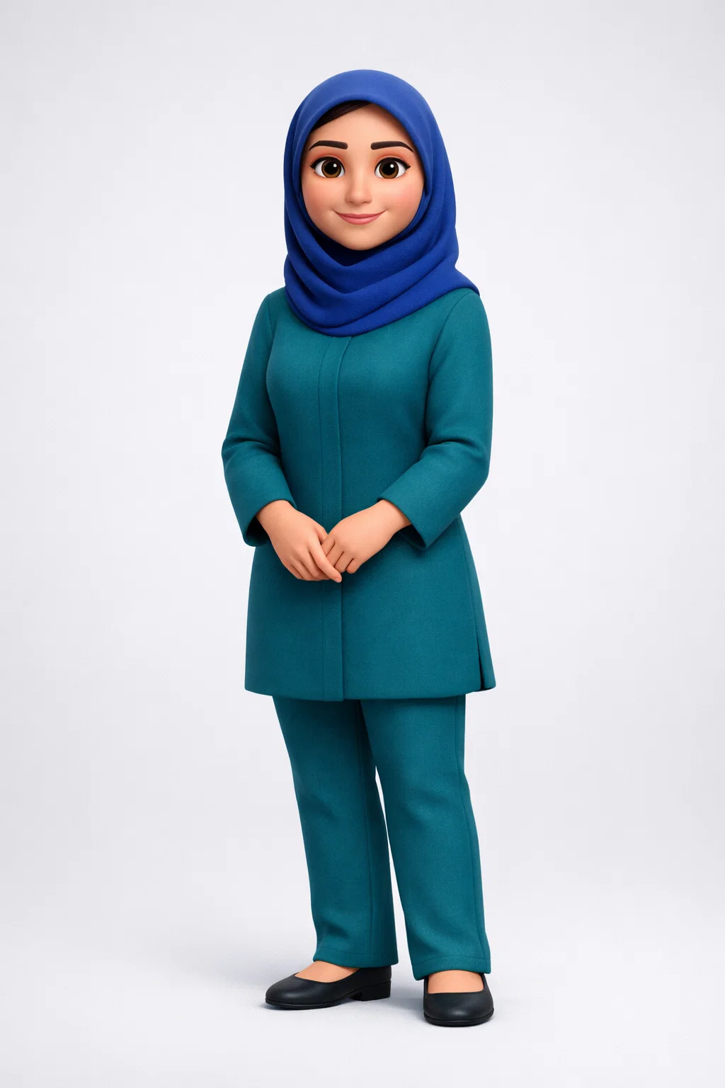 Single full-body shot of a kind young Iranian mother facing