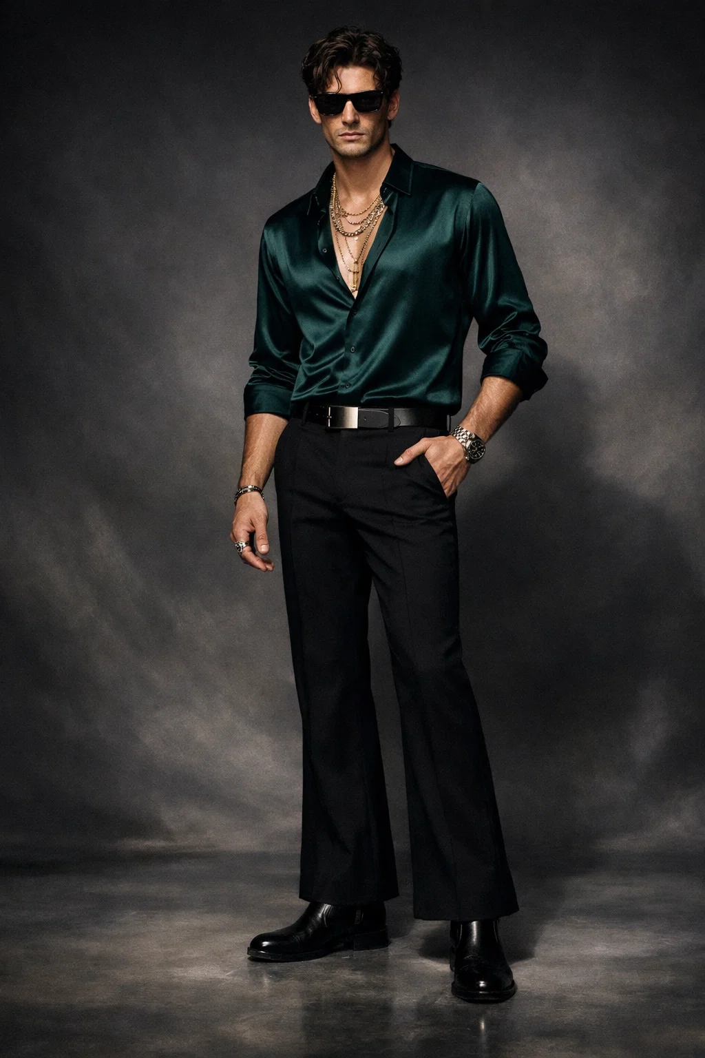 Full-body male fashion editorial portrait