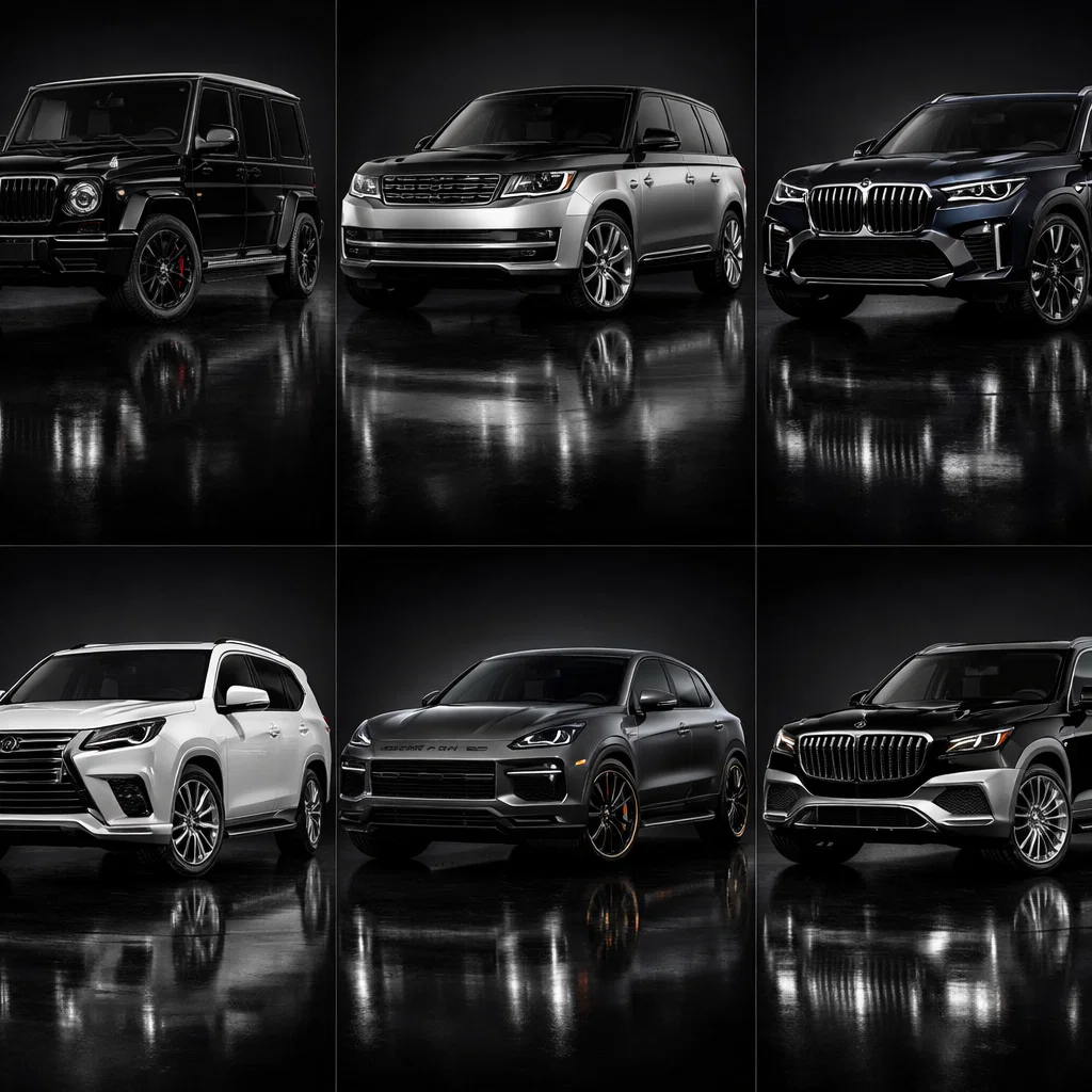 Ultra-detailed luxury SUV lineup: Mercedes G63 AMG, Range