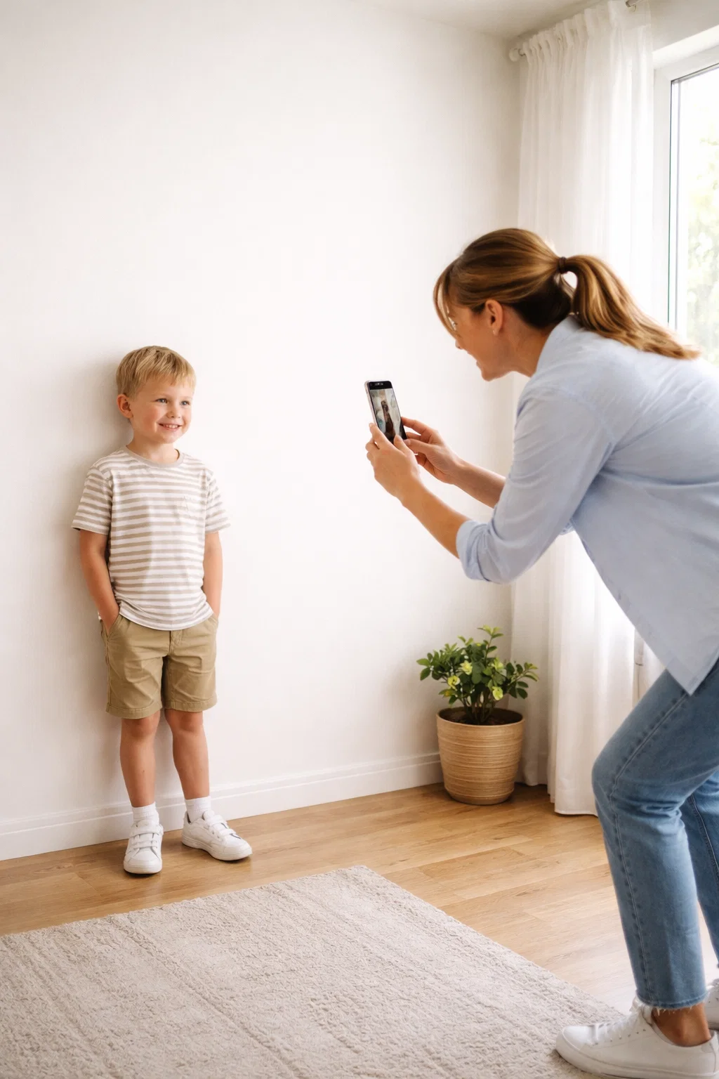 Mother Photographing Child