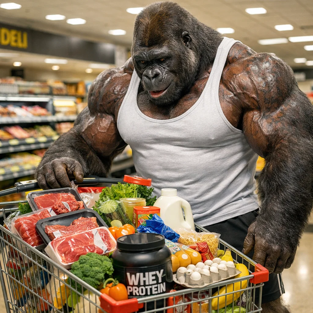 Muscular Gorilla Grocery Shopping