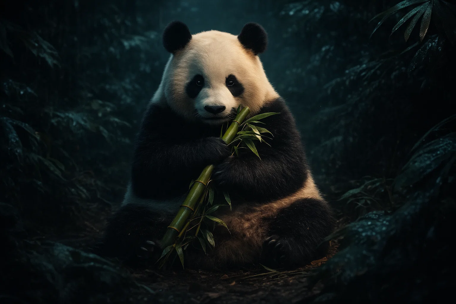 Panda's Night Solitude