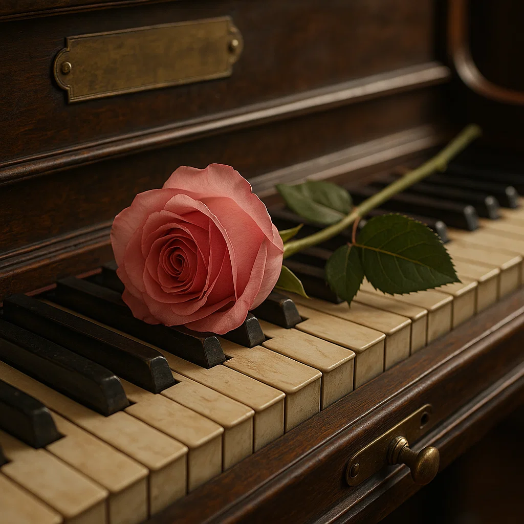 Rose on Antique Piano