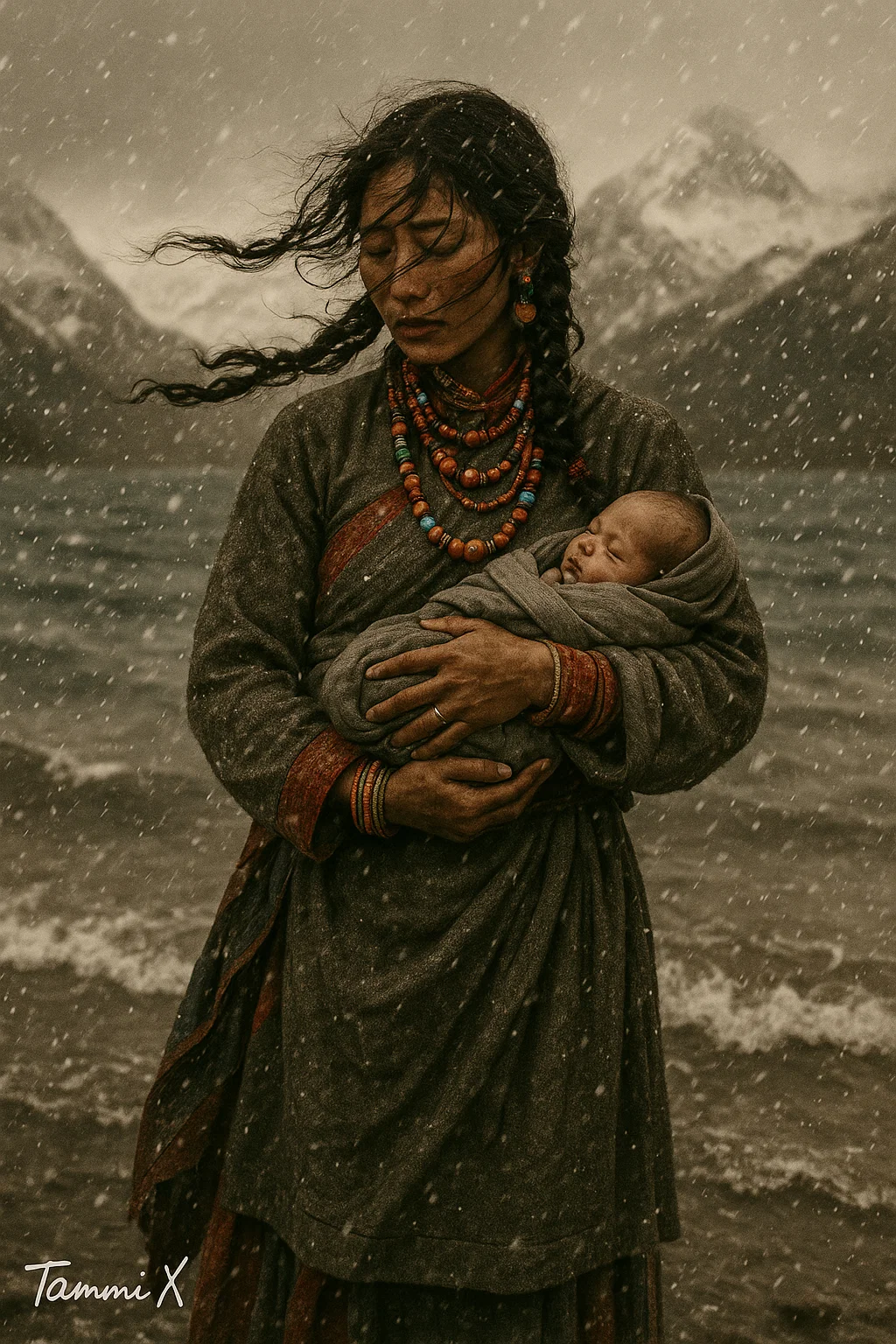 Tibetan Serenity Amid Storm